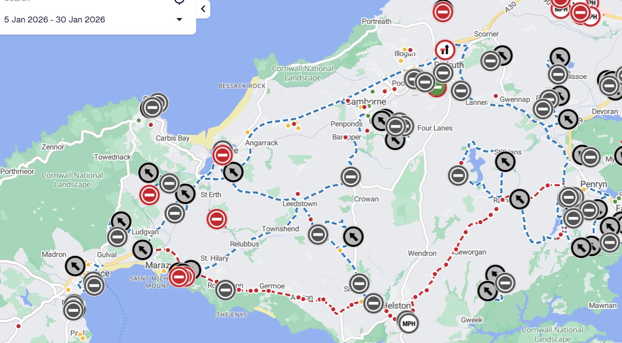 A394 Between Newtown Roundabout And Helston Road