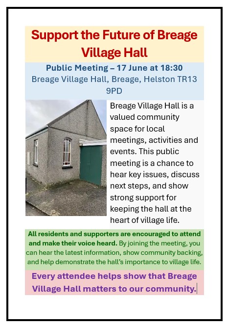Support the Future of Breage Village Hall