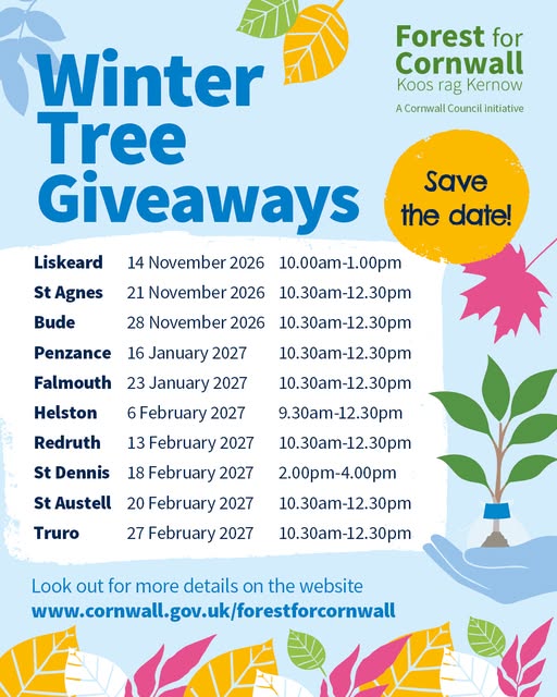 Save the date for Forest for Cornwall free tree giveaways